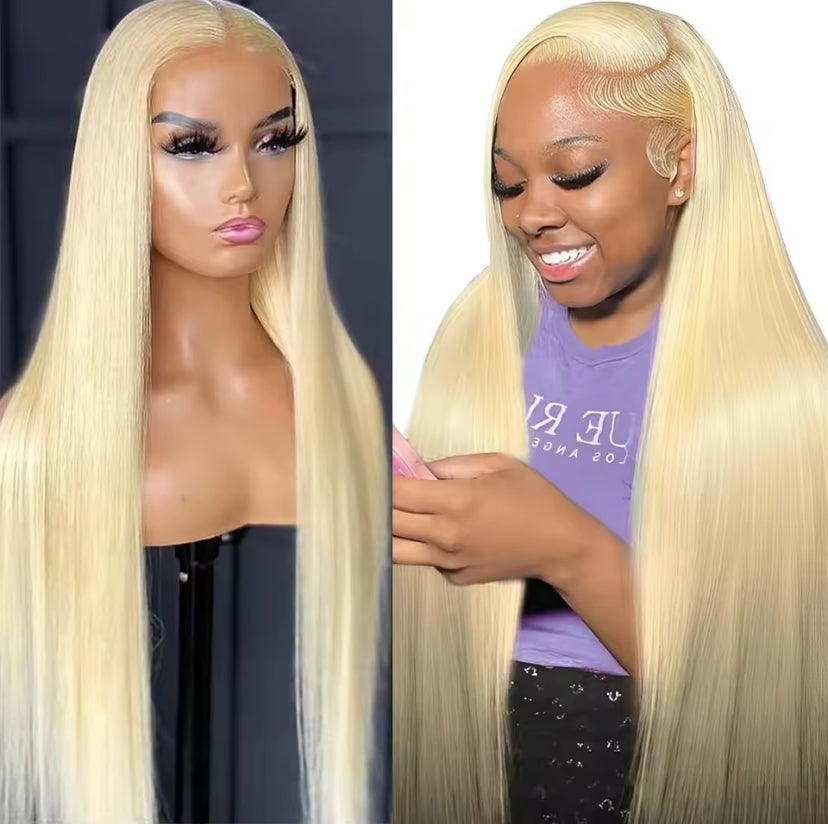 613 Blonde Straight Human Hair Lace Front Wig